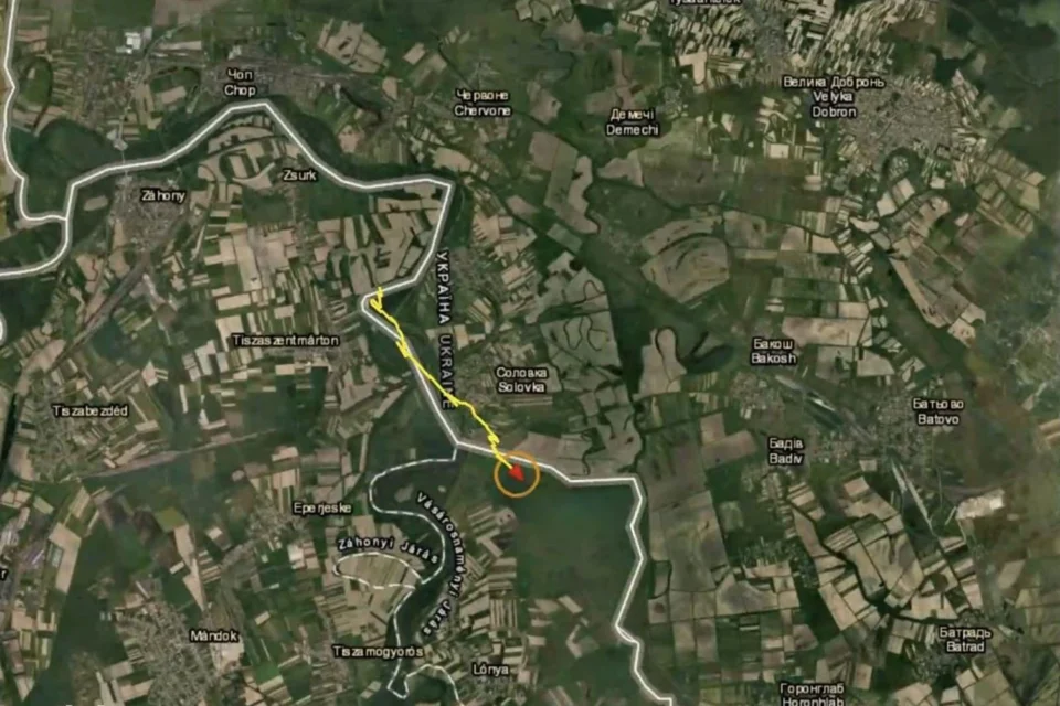 Двічі порушив держкордон України: у Генштабі показали маршрут руху угорського дрона