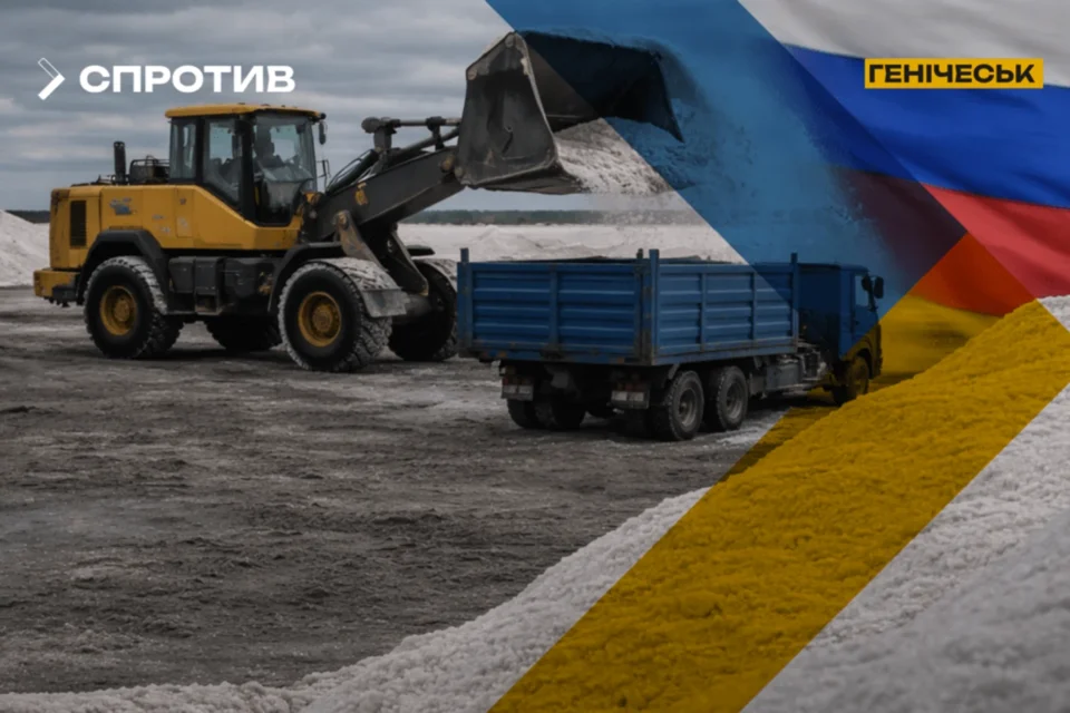 росіяни вивозять українську сіль з окупованого Генічеська до рф під виглядом